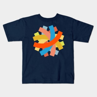 Colorful Curved Stripes Minimal Abstract Kids T-Shirt